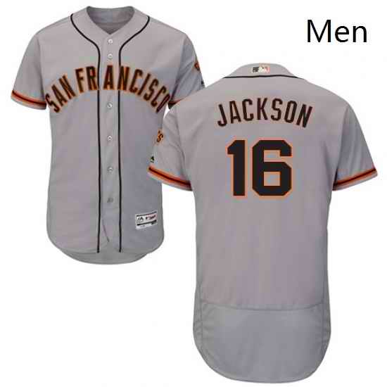 Mens Majestic San Francisco Giants 16 Austin Jackson Grey Road Flex Base Authentic Collection MLB Jersey